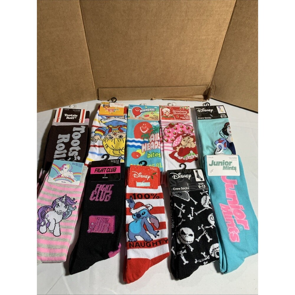 NEW LOT #10 Crazy Socks Mens 6-12 Crew Socks Novelty Gift Gag Odd Sox Food Candy